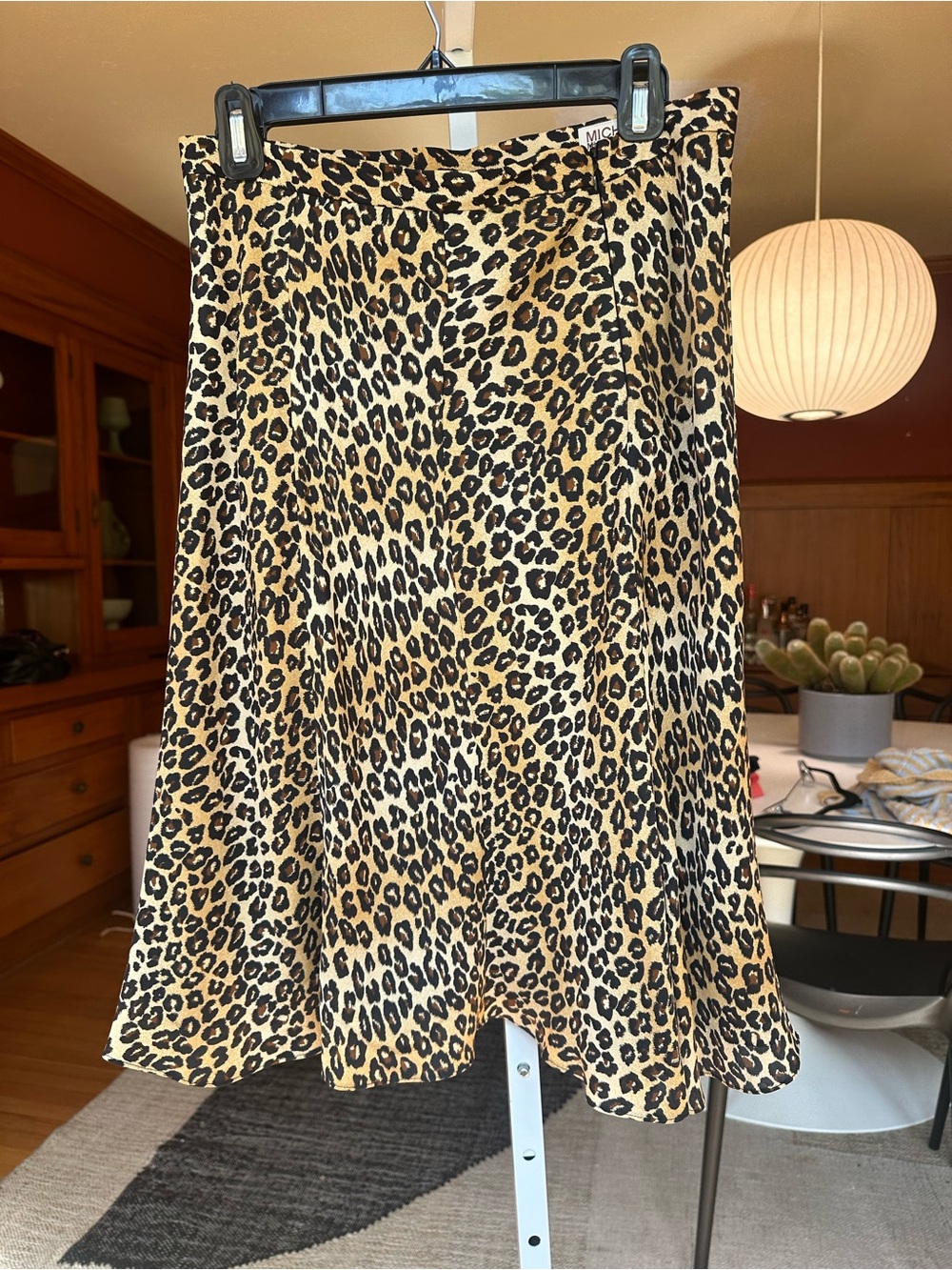 Michael Kors Leopard Print A-Line Skirt - Tan & Black